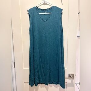 Eileen fisher teal v-neck tank dress Hemp Organic Cotton L